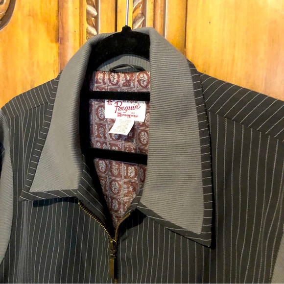 Penguin Authentic Original Men's Large Striped Zip Up Jacket Vintage - Picture 2 of 12